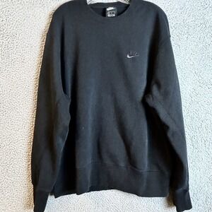 Nike Sportswear Fleece Crew Sweatshirt Size Large Black Swoosh Essentials